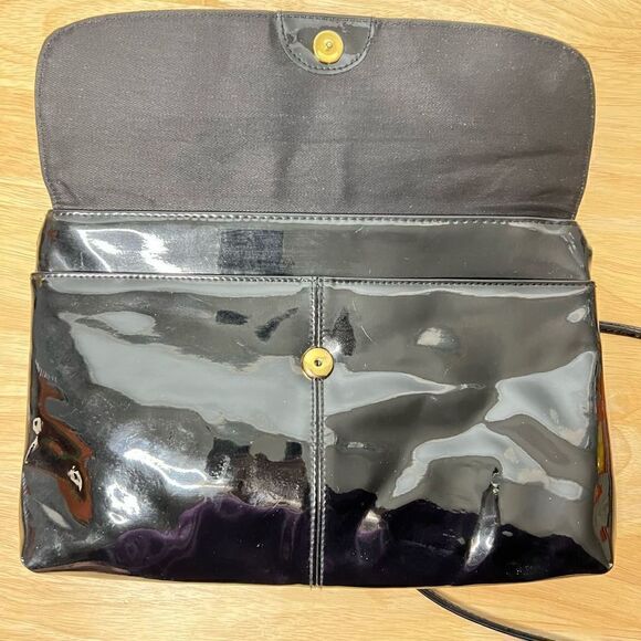 Amanda Smith, Vintage Patent Leather Crossbody Evening Bag Convertible Clutch - Picture 10 of 11